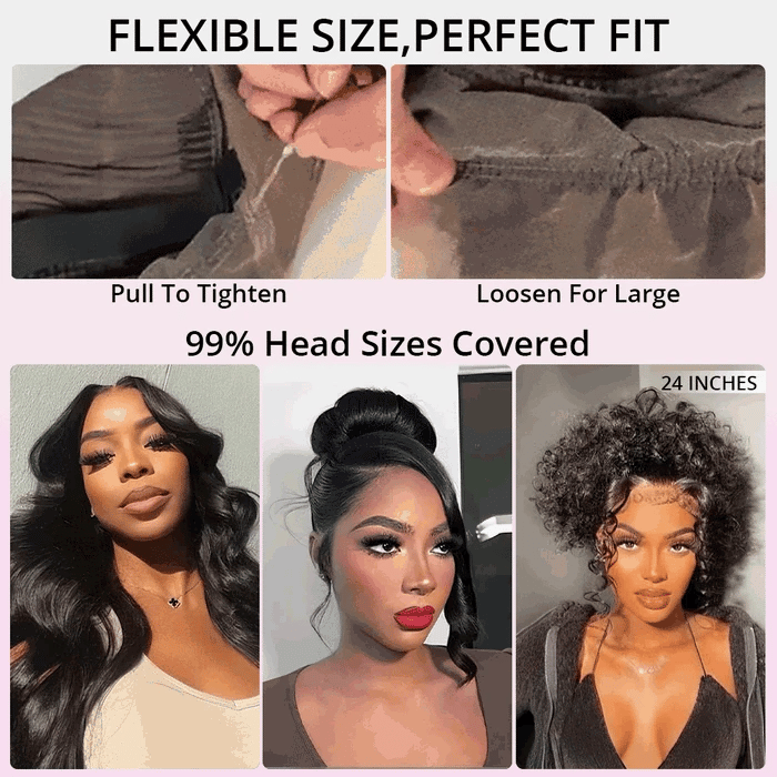 250% 30-36 inch HD Invisi Strap 360 Full Lace Frontal Kinky Curly Wig Black 100% Human Hair Drawstring Snug Water Wig Glueless