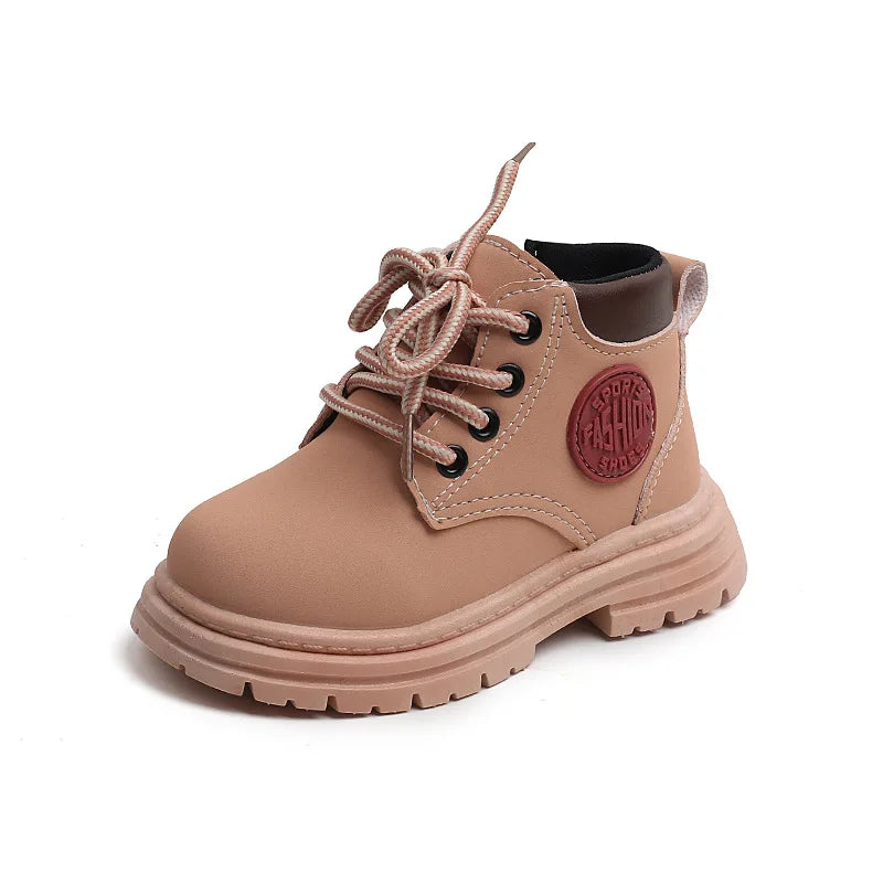 Winter Kids Combat Boots Furry Lined Children Ankle Boots Fashion Boys Girls Short Boots Student Non-slip Shoes Footwear