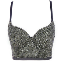 Irene Tinnie Hand-made Pearls Jewel Diamond Bralet Women&#39;s Bustier Bra Wedding Party Corset Cropped Top Vest Plus Size