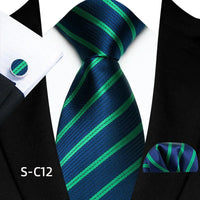 Business Mens Tie Luxury Striped 8cm NeckTie Pocket Square Cufflinks Set For Men Formal Fashion Wedding High Quality Gravata