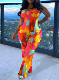 Plus Size Spaghetti Strap Scoop Neck Pocket Design Jumpsuit