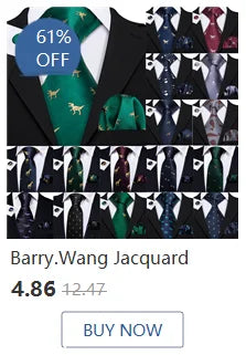 Barry.Wang Gold Silk Mens Tie Hanky Cufflinks Set Yellow Beige Orange Luxury Jacquard Necktie For Male Wedding Business Party