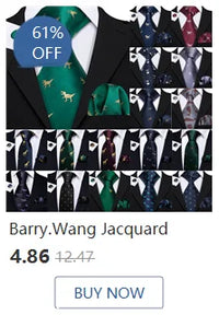 Barry.Wang Gold Silk Mens Tie Hanky Cufflinks Set Yellow Beige Orange Luxury Jacquard Necktie For Male Wedding Business Party