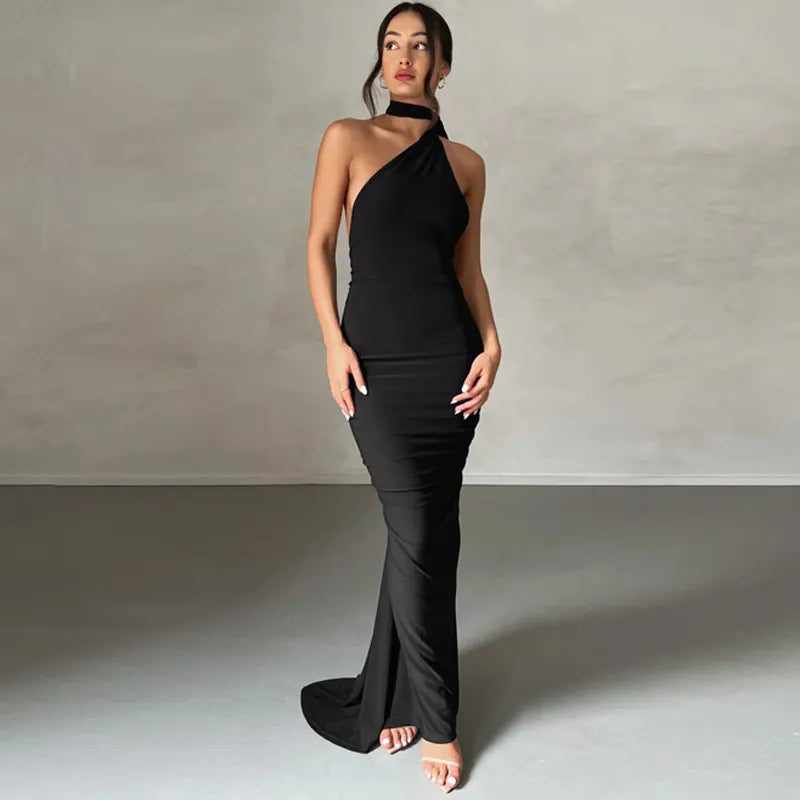 Women Summer Solid Maxi Long Dress Elegant Casual Fashion Office Lady Party sexy Sleeveless Bodycon Slim Pullover Dress New 2023