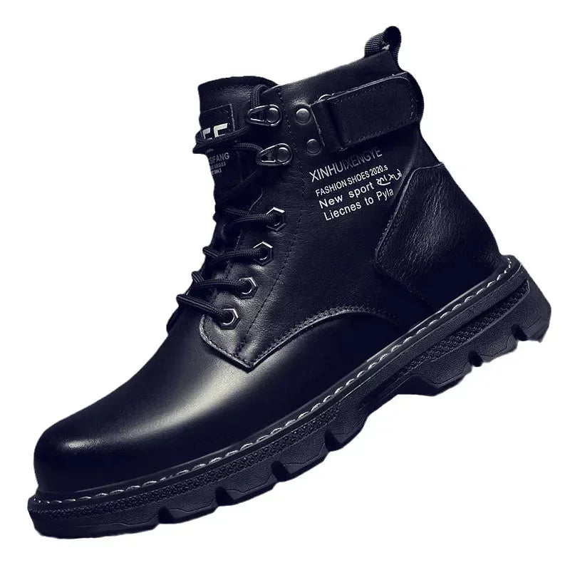 Ankle Men's Motorcycle Boots Platform Boots Man Outdoor High Top Comfort Work Boots Mens Shoes WaterProof Chaussures Pour Hommes