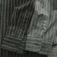 Spring Vertical Striped Brushed 100% Cotton Washed Casual Long Sleeve Shirt Men's Retro Top Versatile Soft Workwear Shirt Coats