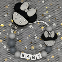Free Handmade Personalized Name Baby Pacifier Clips Chains Silicone Beads Teether Teething Toys Dummy Holder Pacifier Chain Gift