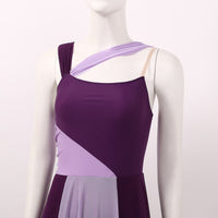 Women Sexy Sleeveless Color Block Gymnastics Leotard Modern Contemporary Lyrical Dance Dress