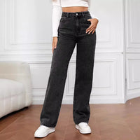 Women's Jeans Women's High Waisted Slim Fit Straight Leg Denim Pants