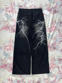 Black Washed Wide Leg Jeans Men Women High Waist Casual Hip Hop Pants Loose Fit Vintage Streetwear Y2K Retro Denim Trousers