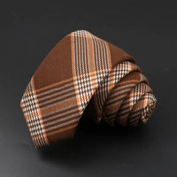 Classic Black Grey Plaid Cotton Necktie 6cm Slim Fashion Skinny Tie Men Tuxedo Suit Party Business Casual Accessory Cravat Gift
