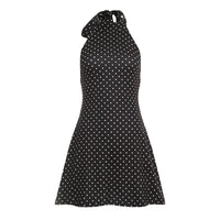 SUCHCUTE Sexy Polka Dot Print Halter Dress For Women Elegant Party Slim Backless Sleeveless Mini Dress Summer Vacation Outfits