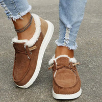 2022 Winter New Women's Shoes Lace Up Canvas Flat-heel Casual Cotton Shoes Ladies Plus Velvet Warm Shoes Women Plus Size 35-43