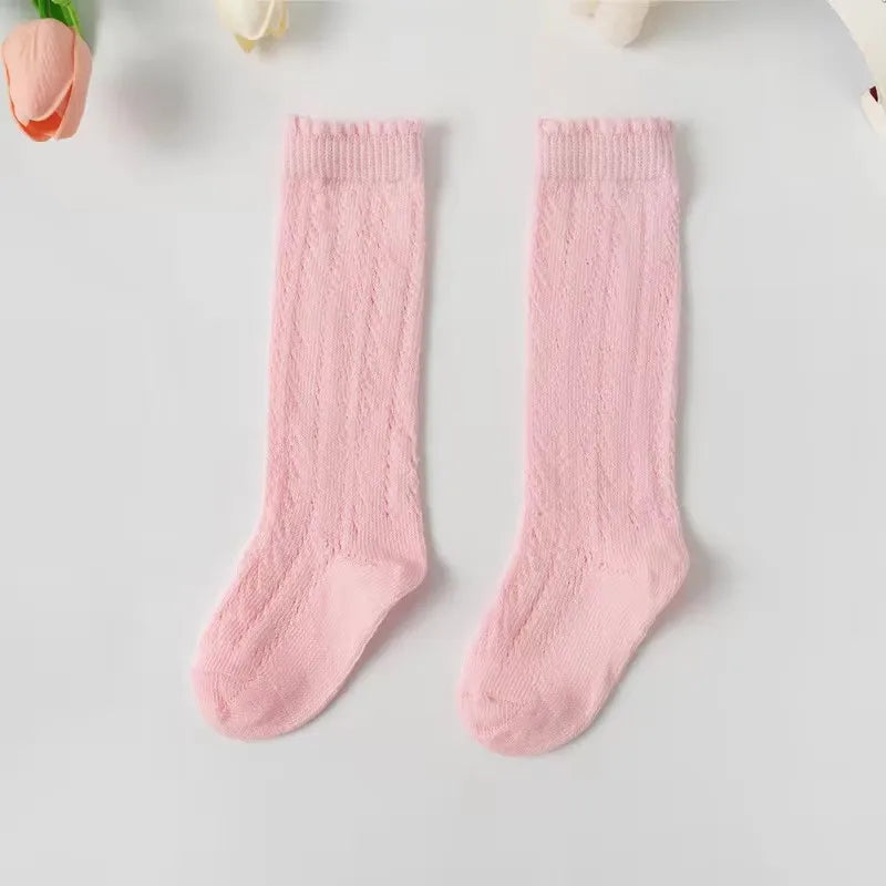Baby Girls Socks Summer Kids Long Sock Toddlers Knee High Mesh Thin Socks Hollow Out Soft Cotton Infant Socken For 0-7 Years