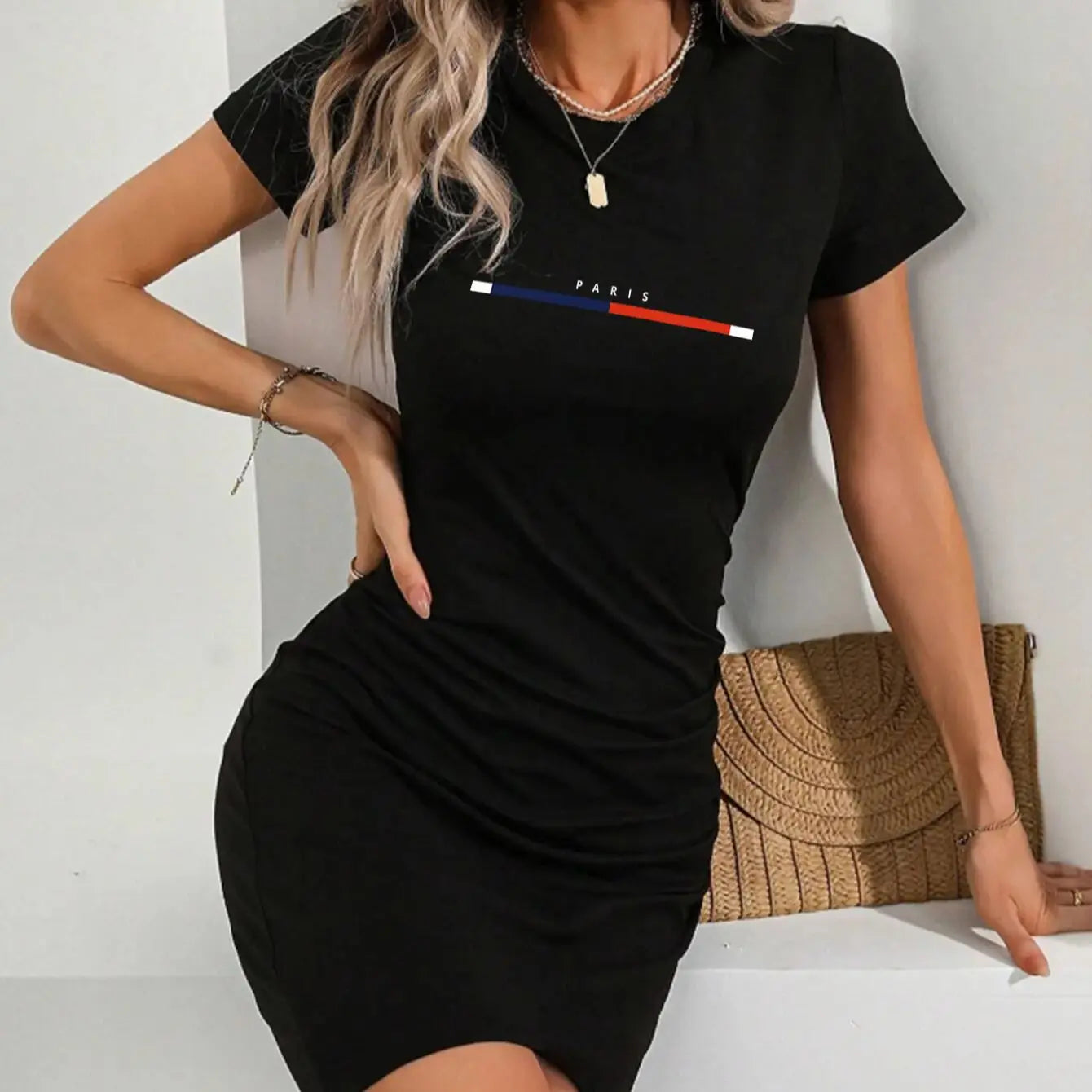 Women's Summer Dress Sexy Women's summer sexy short mini dress with black print