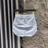 Slim-fit denim skirt women's summer 2022 new Korean  high waist thin wide leg shorts skirt  harajuku   jean skirt  clothes