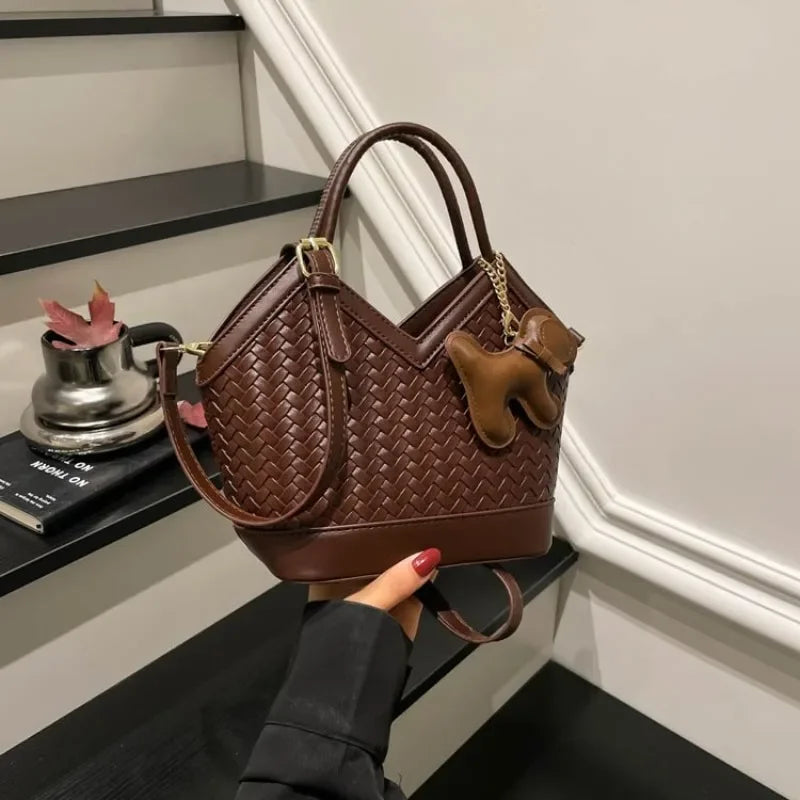 Ladies Vintage Handbag Luxury Designer Diaper Bag Elegant Leather Tote Large Capacity Stylish Crossbody Messenger Bag