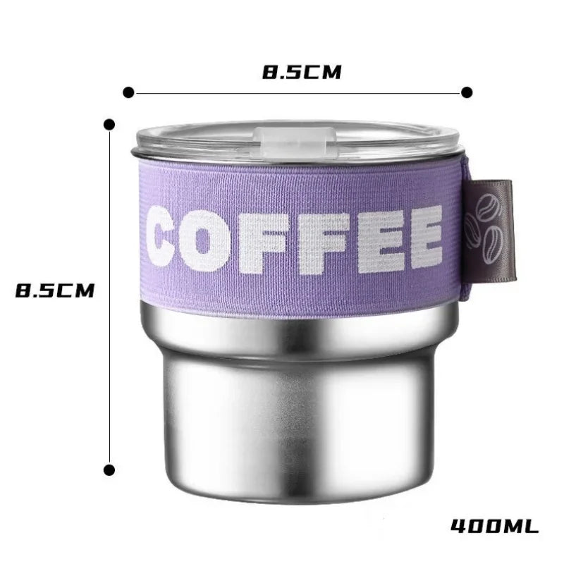 Stainless Steel Coffee Cup with Lid Mug Insulated Breakfast Milk Tea Cup Heat-Resistant Cup Leakproof Portable Water Cup Gift