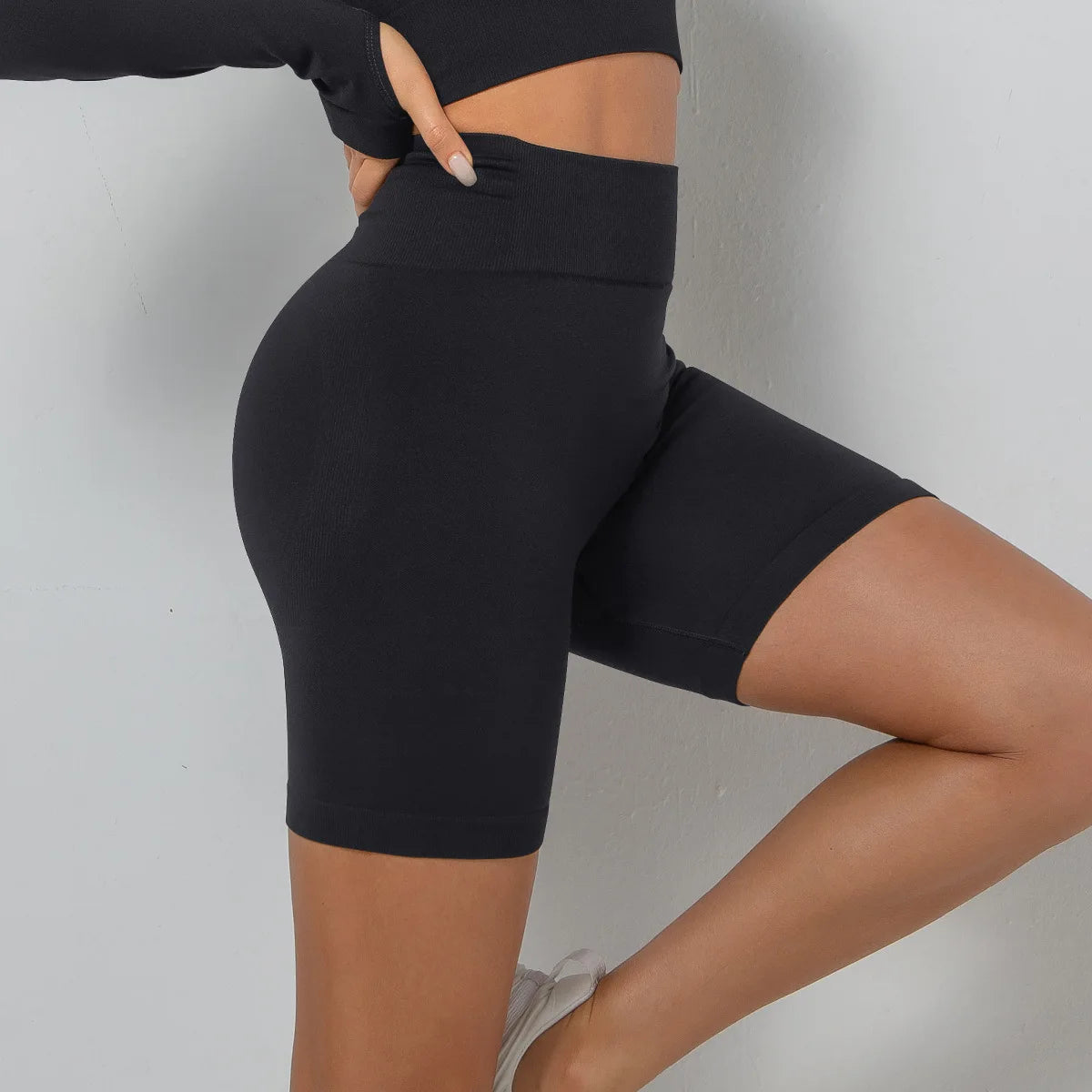 Black Women Gym Shorts High Waist Lifting Push Up Tight Sports Shorts Leggings Spandex Elastic Yoga Fitness Black Leggings