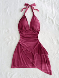 2025 Fashion Design sense Chiffon sleeveless sexy tight deep V short sexy pure backless dress