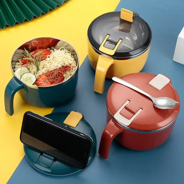 Insulated Fast Food Cup 304 Sealed Lunch Box Household With Lid Stainless Steel Instant Noodle Bowl Student