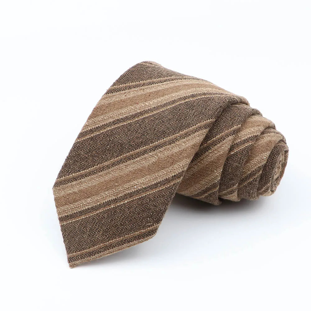 Mens Ties 7cm Classic Cotton Handmade Skinny Grey Brown Striped  Neckties Narrow Collar Slim Plaid Casual Tie Accessories Gift