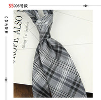 2024 New Brown Polyester Jacquard Men's Neckties 8CM Striped Dots Plaid Business Formal Neck Ties Wedding Party Suit Cravat Gift