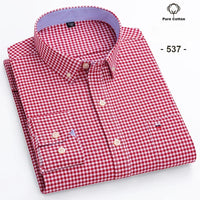 New in shirt Plus size 7xl 100%cotton Oxford long-sleeve shirts for man slim fit formal plain shirt plaid office elegant clothes