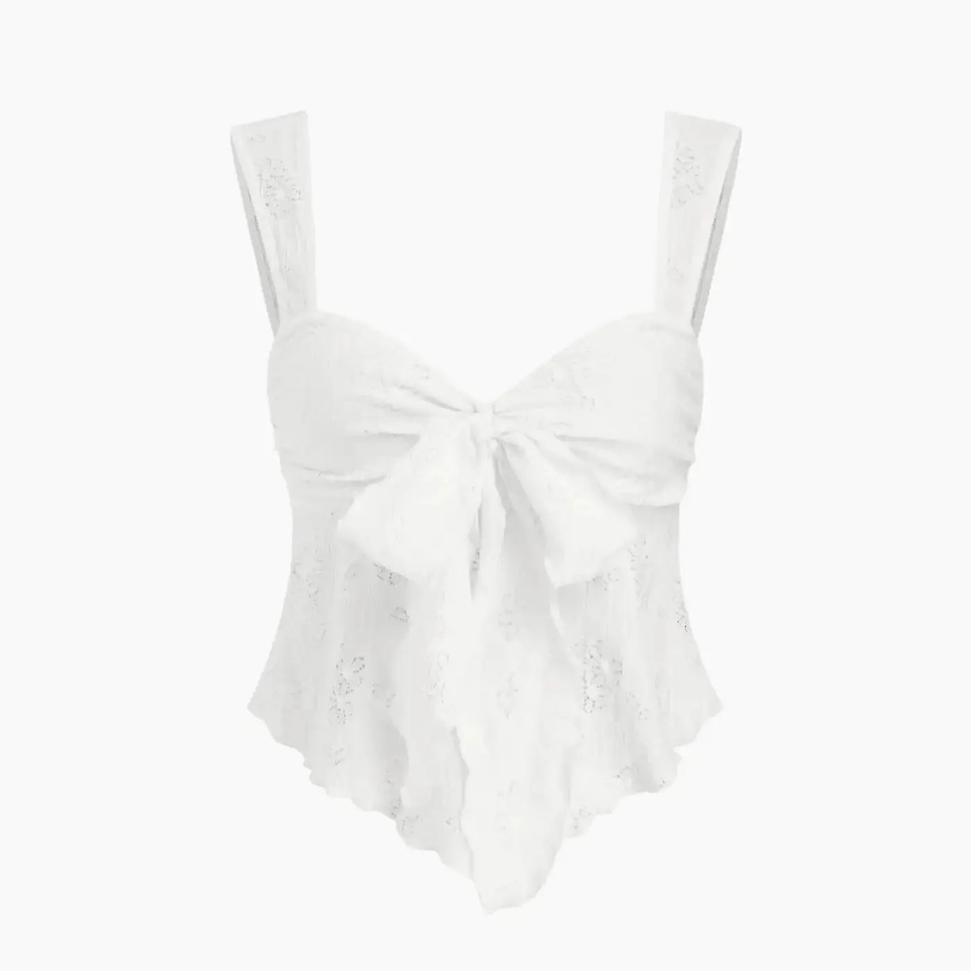 Women's Camisole Wide Strap V Neck Bow Front Eyelet Lace Fitted Tops Sweet Camisole Spring Summer Chic Camisole Daily Light Tops