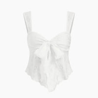 Women's Camisole Wide Strap V Neck Bow Front Eyelet Lace Fitted Tops Sweet Camisole Spring Summer Chic Camisole Daily Light Tops