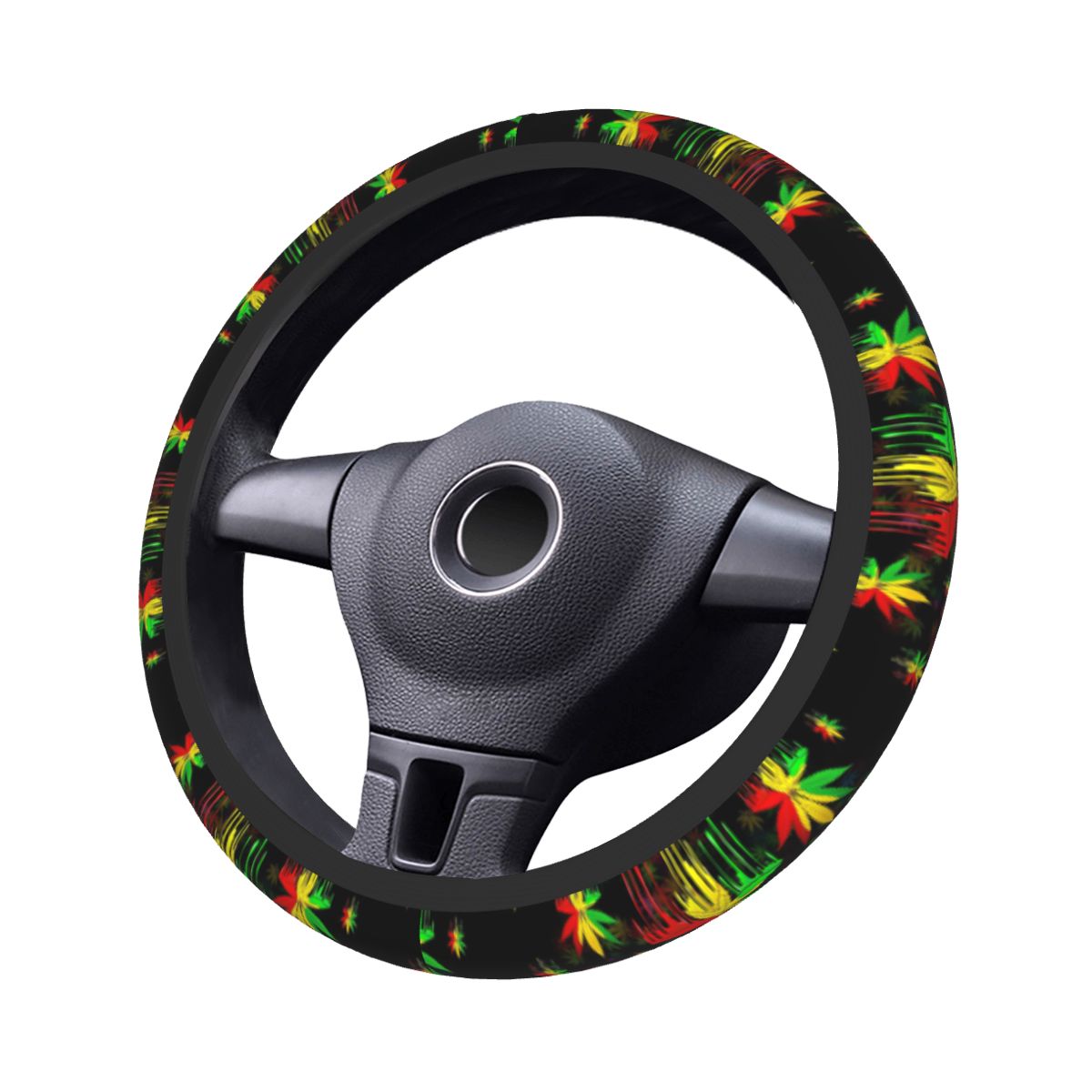 Maple Leaf Rasta Car Steering Wheel Cover 38cm Universal Reggae Rastafarian Jamaica Steering Wheel Protective Cover Car-styling