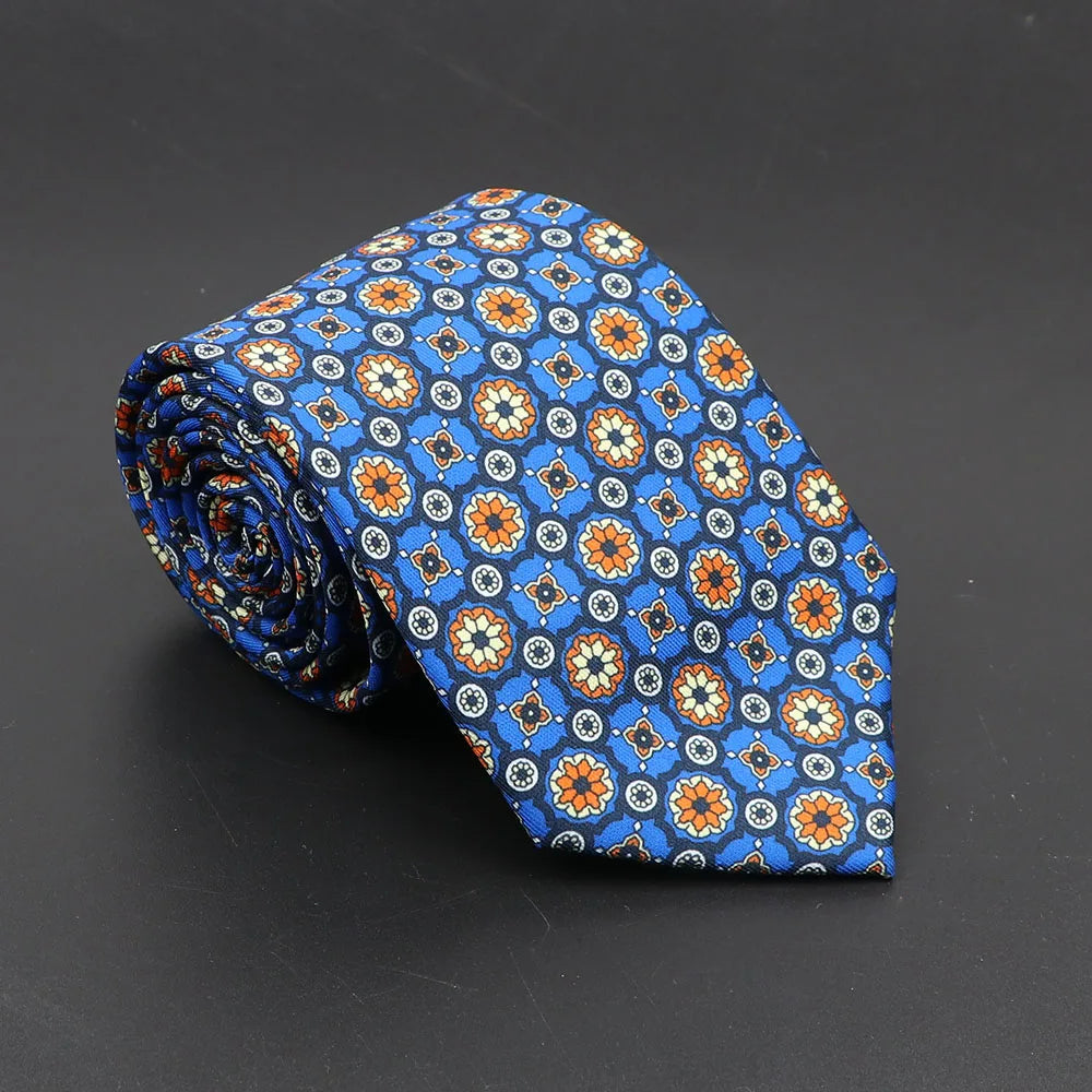 Super Soft Bohemian Silk Ties Men's Fashion 7.5cm Necktie For Men Wedding Business Meeting Gravata Colorful Novelty Printing Tie