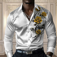 Men's high-end rose shirt, casual and comfortable button long-sleeved shirt, fashionable four-season shirt, plus-size design shi
