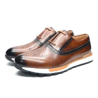Men's Sneaker Shoes Genuine Cow Leather Oxford Brogue Luxury Designer 2-eyelet Lace-up Autumn Winter Daily Casual Shoes for Men