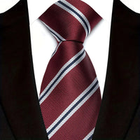 New Design Wedding 8CM Men Tie Dark Red Striped Paisley Flower Neckties For Men Business Party Groom Collar Accessories Gift