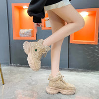 2024 New Winter Fashion Warm Shoes Crystal Metal Decorative Sports Shoes Women's Luxury Velvet Warm Boots zapatos de mujer