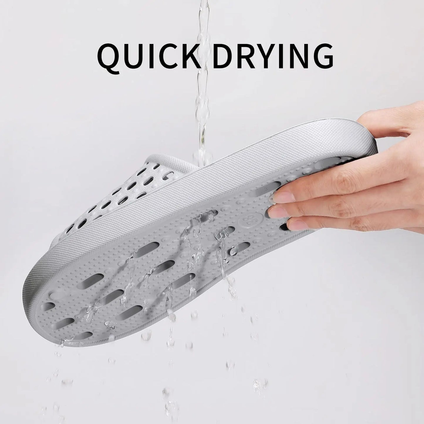 CRACOMIN Summer New Shower Shoes For Women Quick Dry Pool Sandals With Drain Holes Bathroom Slides Lightweight EVA Home Slippers