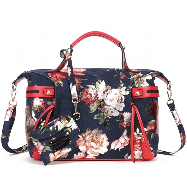 Designer Floral Women's Tote Handbags Elegant Flowers Colorful Hobos PU Leather Bags New