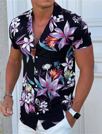 Men's Shirt Button Summer Floral Shirts for Men Street 3d Print Plus Size Hawaiian Beach Breathable Short Sleeve
