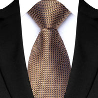 Luxury 8CM Mens Necktie Brown Orange Color Dot Stripes Ties For Man Groom Jacquard Woven Neck Tie For Business Wedding Party
