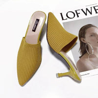 Shoes for Women 2025 Spring/Summer New High-heeled Slippers Women's Fashion Baotou Thin Heels Pointed Lazy Half Drag Sandals