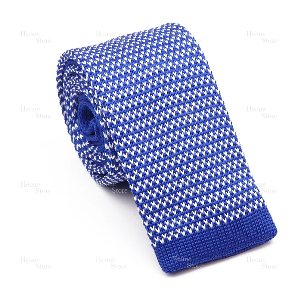 Novelty Chic Knitted Ties For Men Women Red Green Grey Woven Necktie Plaid Geometric Pattern Skinny Slim Narrow Winter Cravat