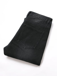 Men's Jeans Black Denim Pants Straight Leg Comfort Mid Waist White Embroidery Casual Streetwear Spring Slim Fit Trousers