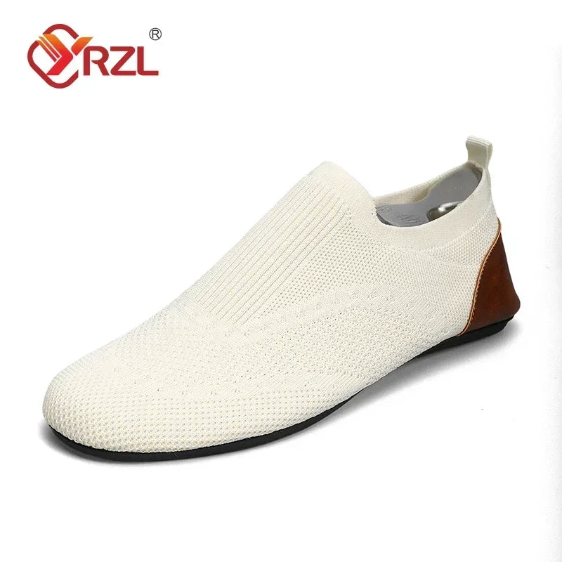 YRZL 2024 Knitted and Leisure Men Shoes Light Loafers Men's Shoes Flats Bottom Driving Walking Male Shoe Slip on Lazy Man Shoes