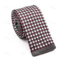 Novelty Chic Knitted Ties For Men Women Red Green Grey Woven Necktie Plaid Geometric Pattern Skinny Slim Narrow Winter Cravat