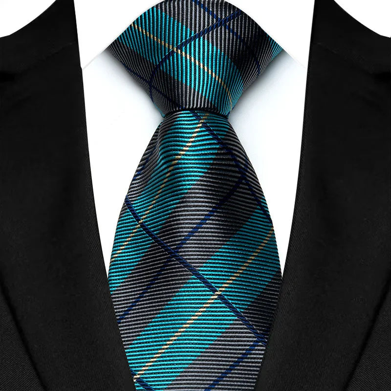 New Design Plaid & Checks 8cm Tie Red Blue Jacqurd Weave Neckties For Men Business Wedding Cravat Accessories Neck Ties Gifts