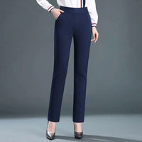 Ladies Casual Leggings Elastic High Waist Work Pants Fat Man Trousers Spring Summer Commuter Dress Trousers Straight Pants