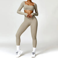 Summer 2PCS Yoga Suit Sports Set Women Quick-Dry Gym Set Women Tracksuit Running Workout Long Sleeve Sports Shirt Yoga Clothing