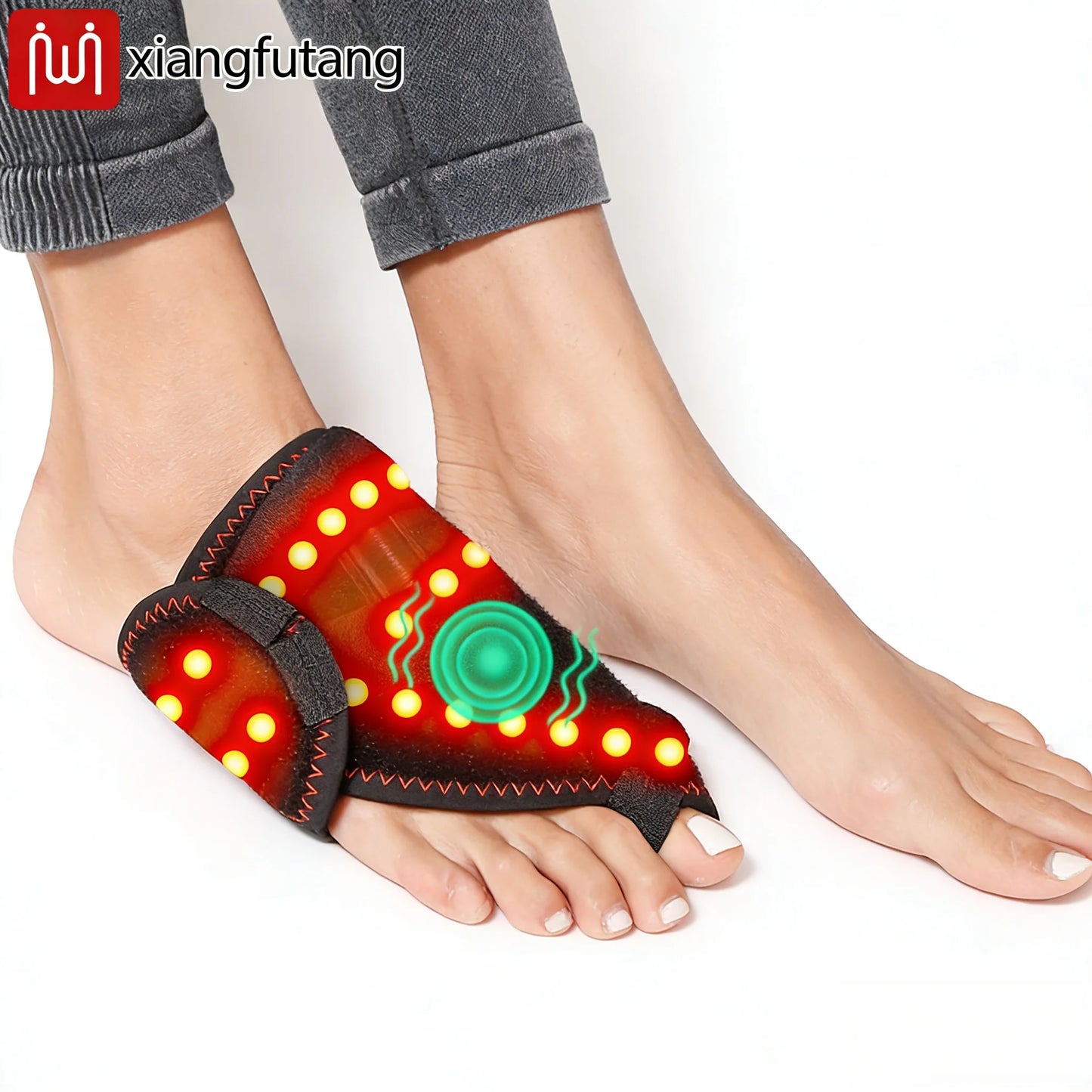Carbon Fiber Portable Red Light Electric Heating Foot Protector - Vibration Massage Relieves Foot Numbness, Stiffness and Pain