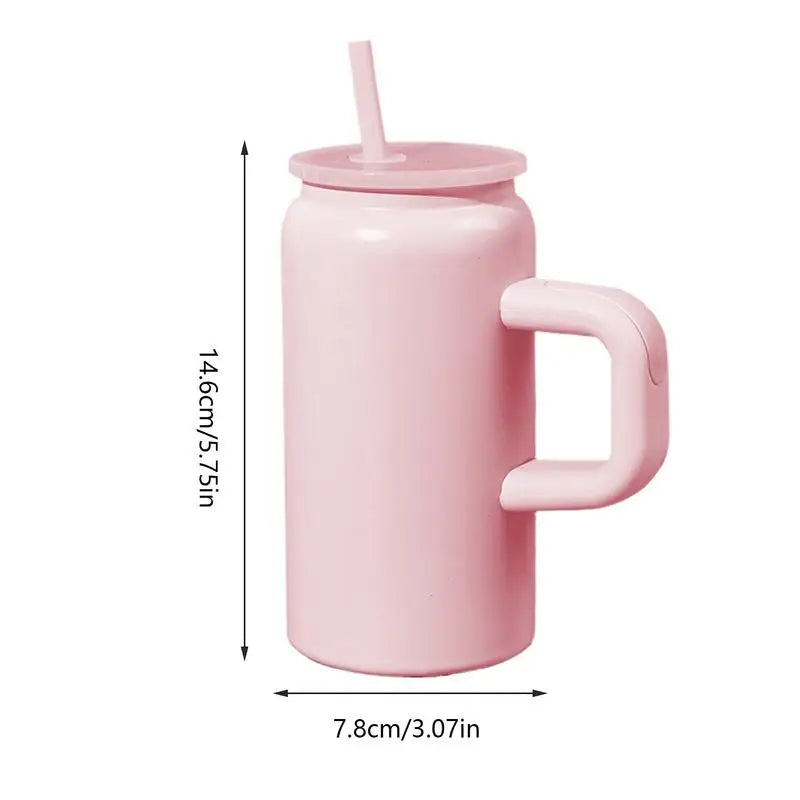 Insulated Coffee Mug Insulated Coffee Cup With Handle 16oz Stainless Steel Drinking Cup Portable Straw Tumbler For Commute Gym